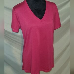 Nike Women's Short Sleeve Dry-Fit V-Neck Tee - Pink,